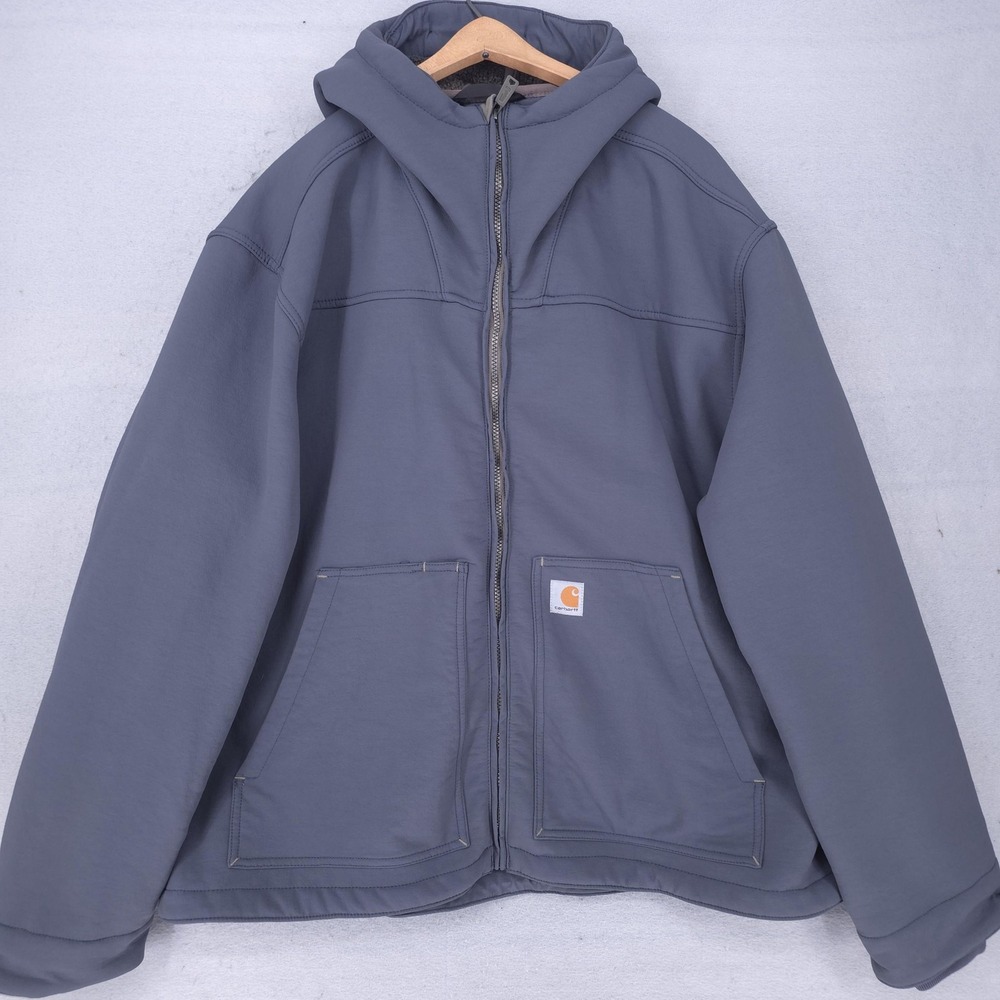 Carhartt Jacket Mens 2XL Gray Super Dux Hooded Insulated Softshell OJ5001-M